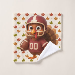 Cute Thanksgiving day football turkey Wash Cloth