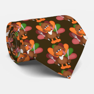 Cute Thanksgiving dinner turkey tiled tie