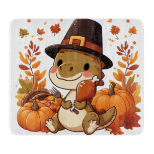 Cute Thanksgiving Dinosaur Cutting Board