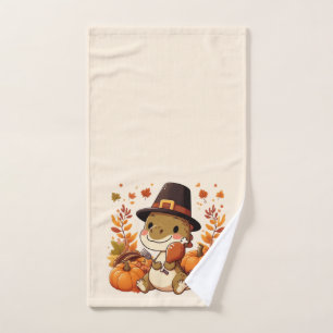 Cute Thanksgiving Dinosaur Hand Towel