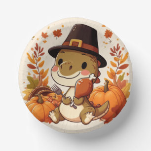 Cute Thanksgiving Dinosaur Paper Plate