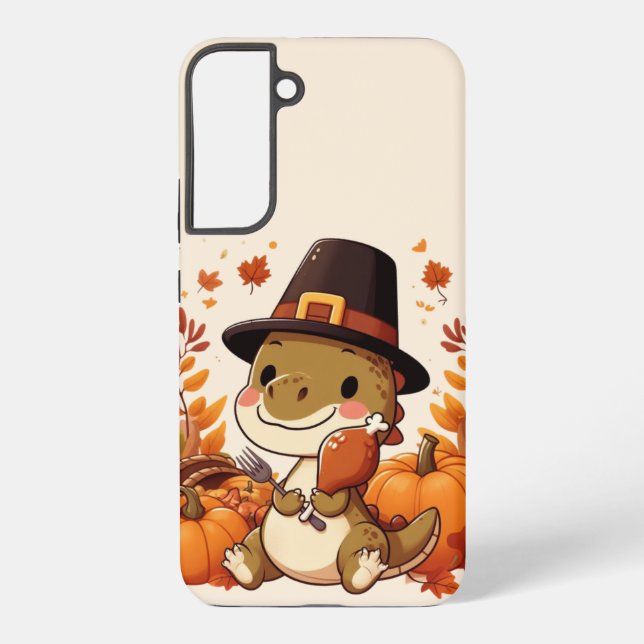 Cute Thanksgiving Dinosaur Samsung Galaxy S22+ Case (Back)