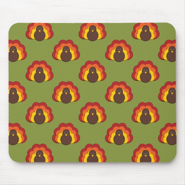 Cute Thanksgiving Fall Turkey Pattern Mouse Mat (Front)
