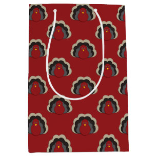 Cute Thanksgiving Fall Turkey Pattern Print Medium Gift Bag