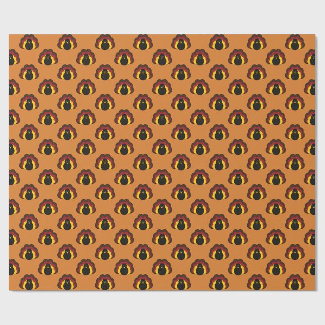Cute Thanksgiving Fall Turkey Pattern Wrapping Paper (Flat)
