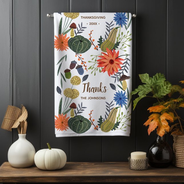 Cute Thanksgiving floral mushroom fall Hand Towel (Cute Thanksgiving floral mushroom fall Hand Towel)