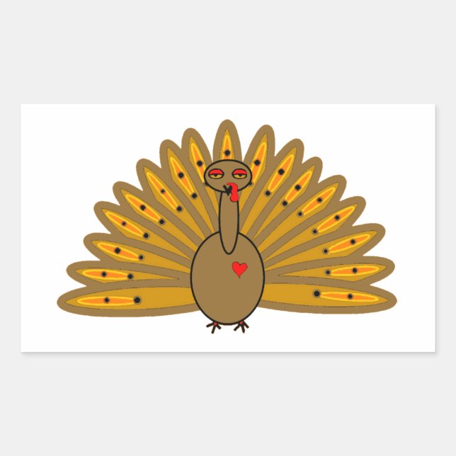 Cute Thanksgiving Friendsgiving Turkey Rectangular Sticker (Front)