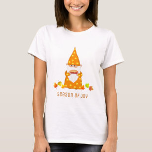 Cute Thanksgiving Gnome & Fall Leaves T-Shirt