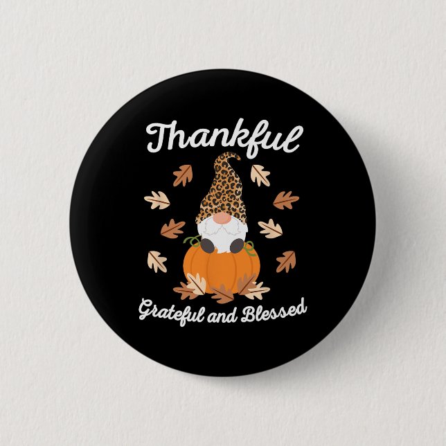 Cute Thanksgiving Gnome Leopard Gnomes Fall Pumpki 6 Cm Round Badge (Front)