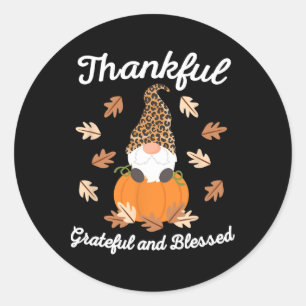 Cute Thanksgiving Gnome Leopard Gnomes Fall Pumpki Classic Round Sticker