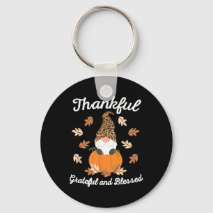 Cute Thanksgiving Gnome Leopard Gnomes Fall Pumpki Key Ring