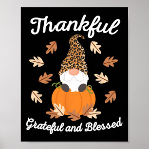 Cute Thanksgiving Gnome Leopard Gnomes Fall Pumpki Poster