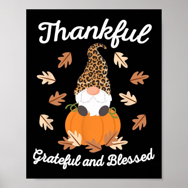 Cute Thanksgiving Gnome Leopard Gnomes Fall Pumpki Poster (Front)