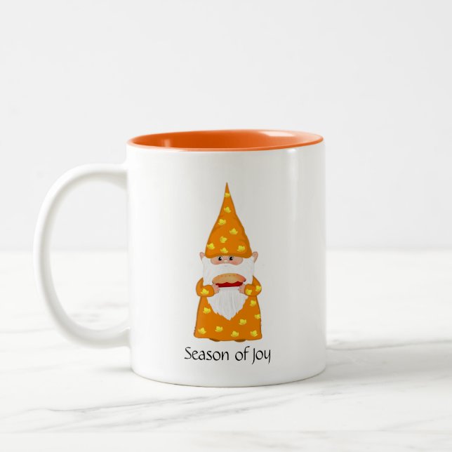 Cute Thanksgiving Gnome  Two-Tone Coffee Mug (Left)