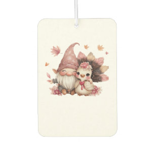 Cute Thanksgiving Gnome with Turkey Illustration C Car Air Freshener