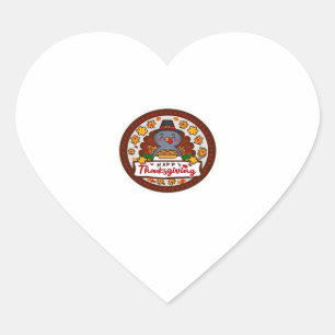 Cute Thanksgiving Gnome with Turkey Illustration C Heart Sticker