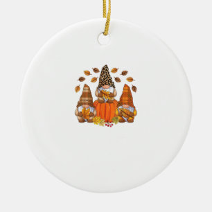 Cute Thanksgiving Gnomes Fall Leaves Autumn Gnome Ceramic Tree Decoration