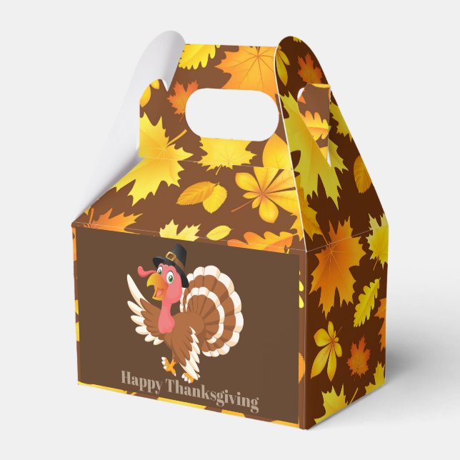 Cute Thanksgiving Holiday turkey add name message Favour Box (Front Side)