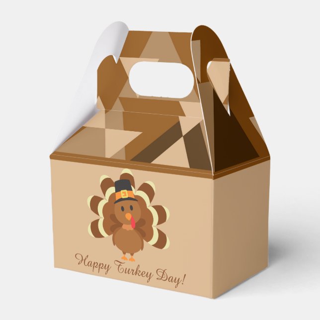 Cute Thanksgiving Holiday turkey add name message Favour Box (Front Side)