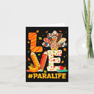 Cute Thanksgiving Love Para Teacher Turkey Autumn  Card