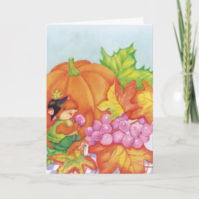 Cute Thanksgiving mouse custom card (Front)