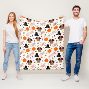 Cute Thanksgiving Pattern Gobble Give Thanks Fleece Blanket