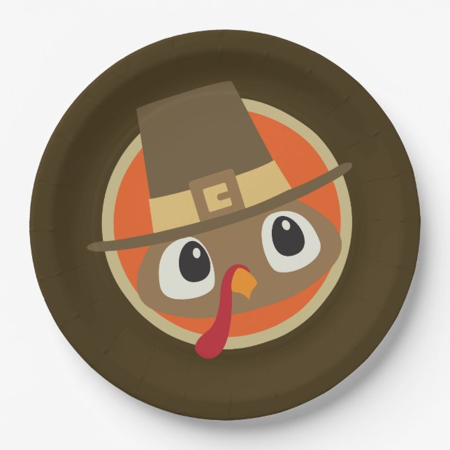 Cute Thanksgiving Pilgrim turkey party plate (Front)