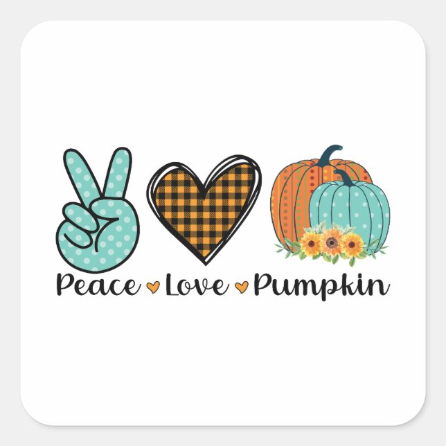 Cute Thanksgiving Sticker "Peace, Love, Pumpkin" (Front)