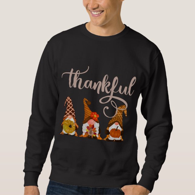 Cute Thanksgiving - Thankful Gnomes Sweatshirt (Front)