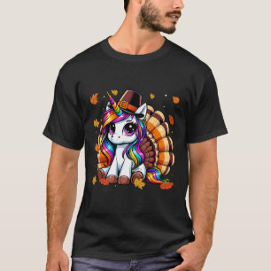 Cute Thanksgiving Toddler Turkey Unicorn Girls Kid T-Shirt