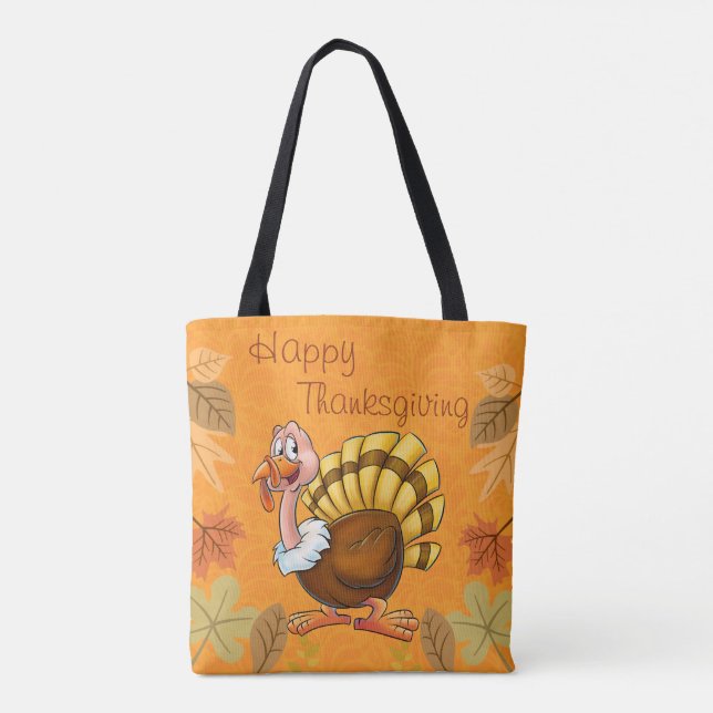 Cute thanksgiving tote cartoon bag with turkey (Back)