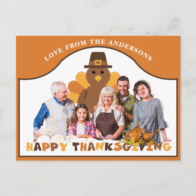 Cute Thanksgiving turkey backdrop group photo Postcard (Front)