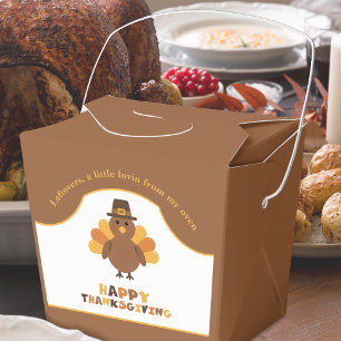 Cute Thanksgiving Turkey Brown Leftovers Take Out Favour Box