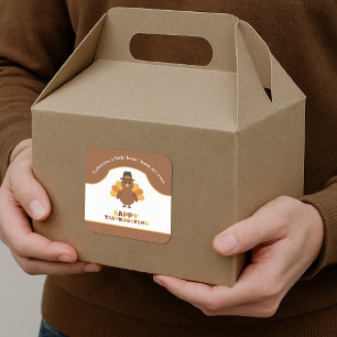 Cute Thanksgiving Turkey Brown Leftovers Take Out Square Sticker