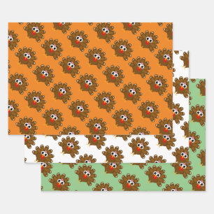 Cute Thanksgiving turkey cartoon custom colour Wrapping Paper Sheet