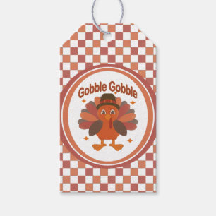 Cute Thanksgiving Turkey Cartoon – “Gobble Gobble” Gift Tags