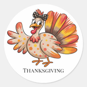 Cute Thanksgiving Turkey Classic Round Sticker