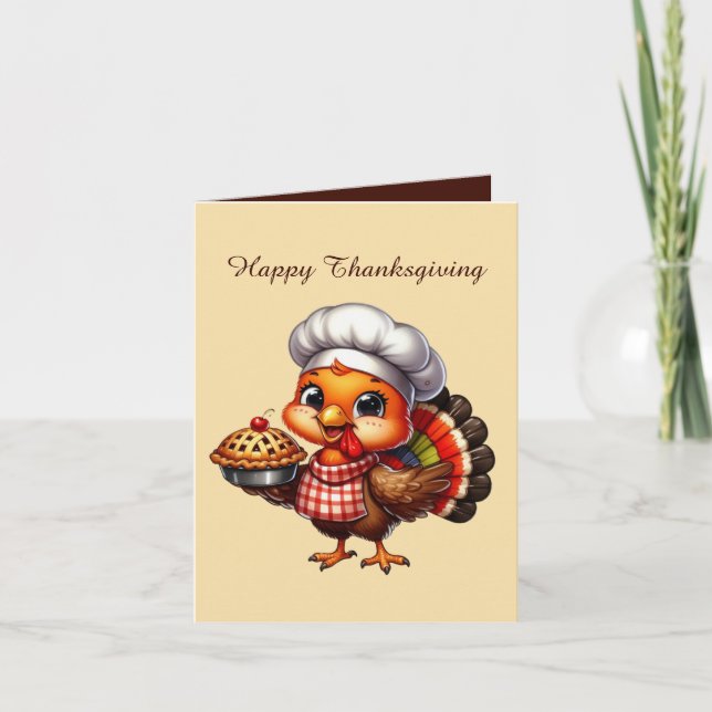 Cute Thanksgiving turkey customisable  Holiday Card (Front)