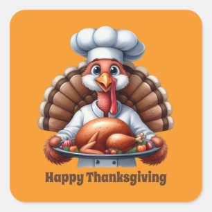 Cute Thanksgiving turkey customisable  Square Sticker
