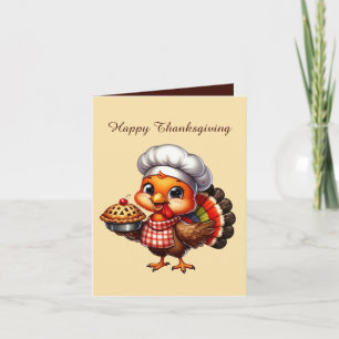 Cute Thanksgiving turkey customizable  Holiday Card