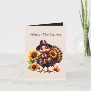 Cute Thanksgiving turkey customizable Holiday Card