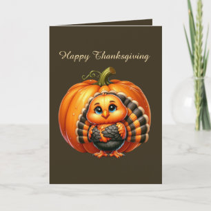 Cute Thanksgiving turkey customizable  Holiday Card