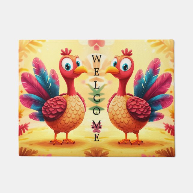 Cute Thanksgiving Turkey Doormat (Front)