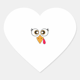 Cute Thanksgiving Turkey Face Shirt Women Girls Tu Heart Sticker
