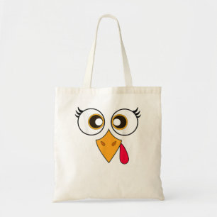 Cute Thanksgiving Turkey Face Shirt Women Girls Tu Tote Bag