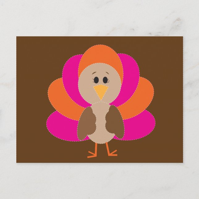Cute Thanksgiving Turkey Fall Autumn Harvest Holiday Postcard (Front)