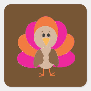 Cute Thanksgiving Turkey Fall Autumn Harvest Square Sticker