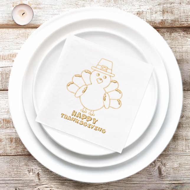 Cute Thanksgiving Turkey  Foil Napkins (Insitu)