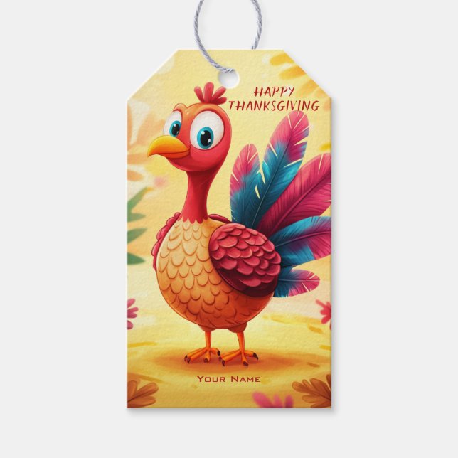Cute Thanksgiving Turkey Gift Tag (Front)