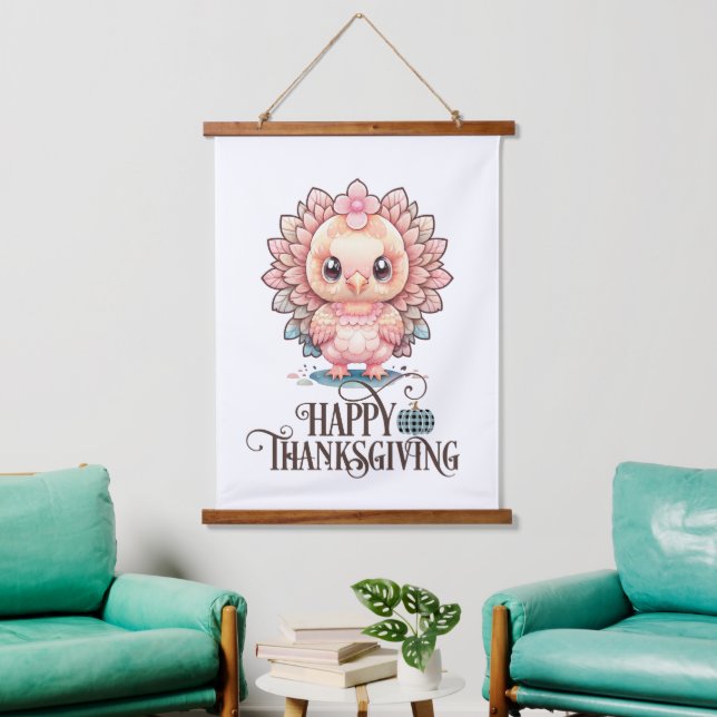 Cute Thanksgiving Turkey Hanging Tapestry (Living Room)
